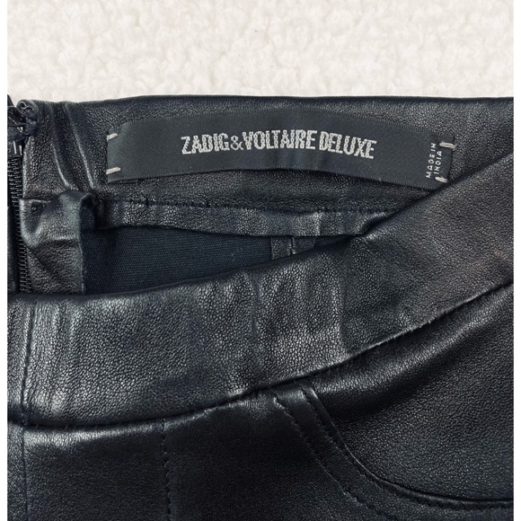 ZADIG & VOLTAIRE • Pharly Black Lamb Leather Stretch Skinny Pants - Picture 14 of 16